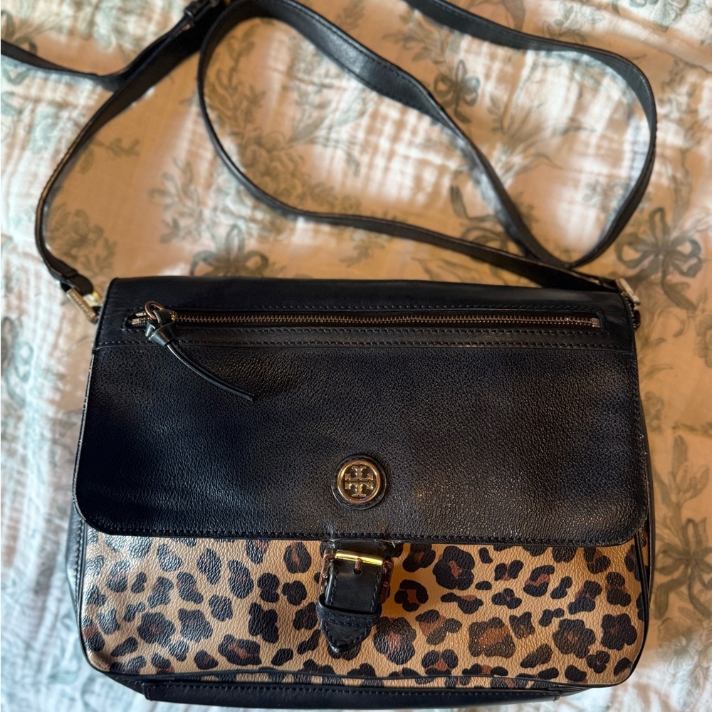 Tory Burch Black and Leopard Print Women's Bag